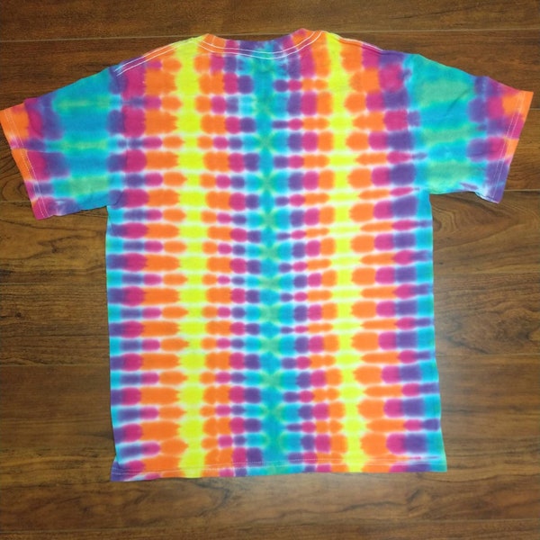 Youth Medium rainbow checkerboard tie-dye shirt