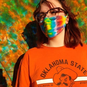 Tie-dyed flat face mask w/ filter pocket MULTIPLE COLORS AVAILABLE