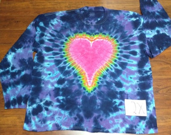 【Raucohouse】Stone tie-dye long sleeves 001 2XL Long Sleeve Heart Tie-dye Shirt - Etsy