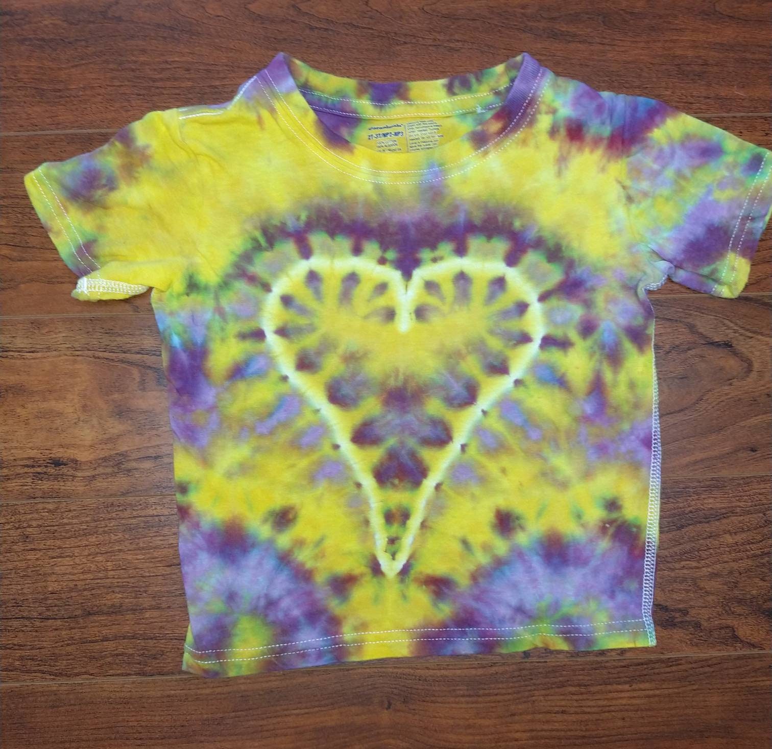 2T-3T Yellow and Purple Heart Tie Dye Shirt - Etsy