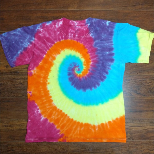 Youth Large rainbow spiral tie-dye shirt