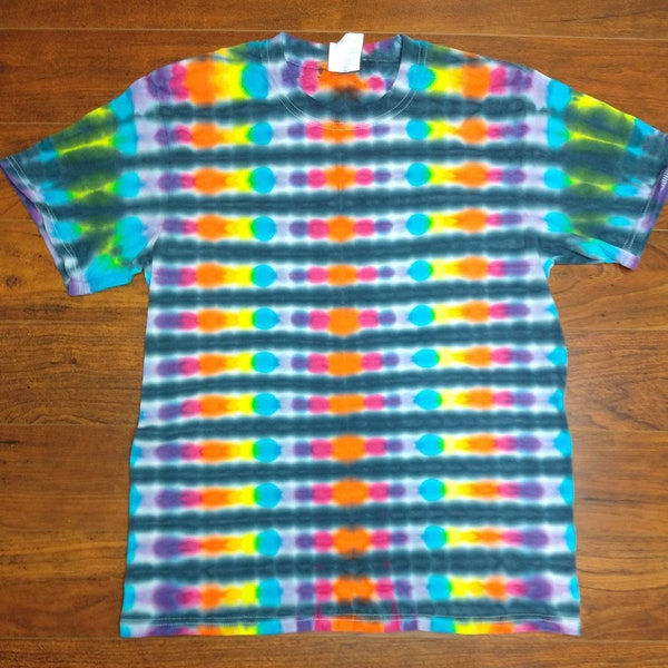 Youth Large black and rainbow checkerboard tie-dye shirt