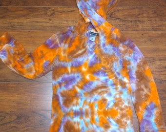 Small orange and purple vibration tie dye shirt hoodie
