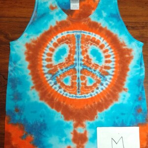 Medium orange and blue peace sign men&#39;s tank Top