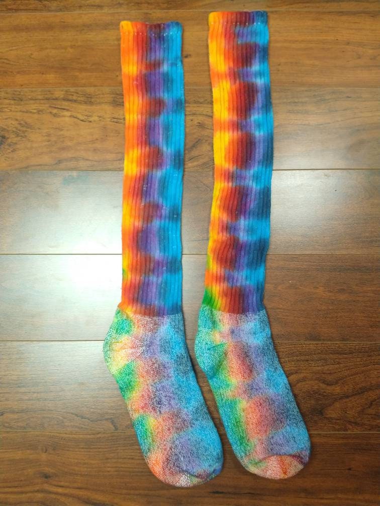 Rainbow Knee High Socks Fits Mens Shoe Size 6-10 GT - Etsy Denmark
