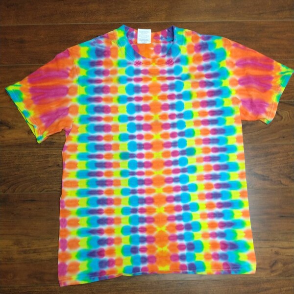 Youth Large rainbow checkerboard tie-dye shirt