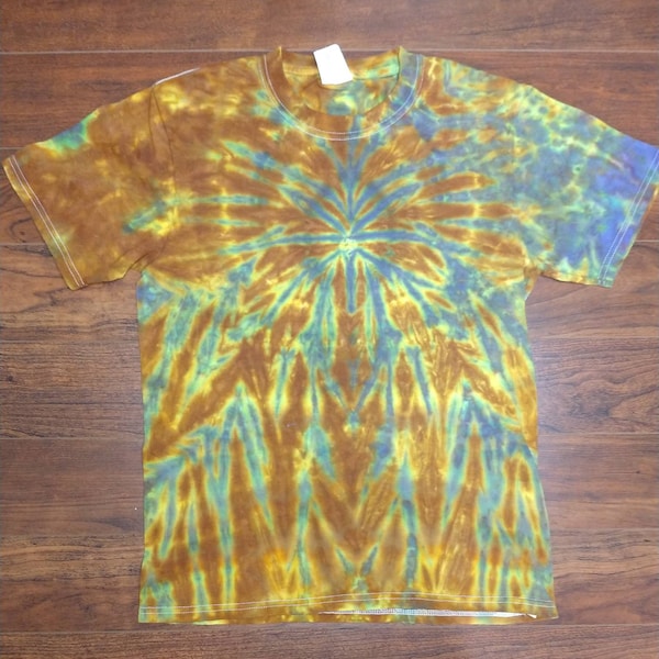 Youth Large purple yellow and brown tie-dye shirt
