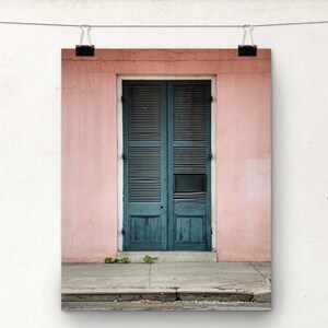 Door Photograph, NOLA Architecture, Pink Blue, Concrete, New Orleans