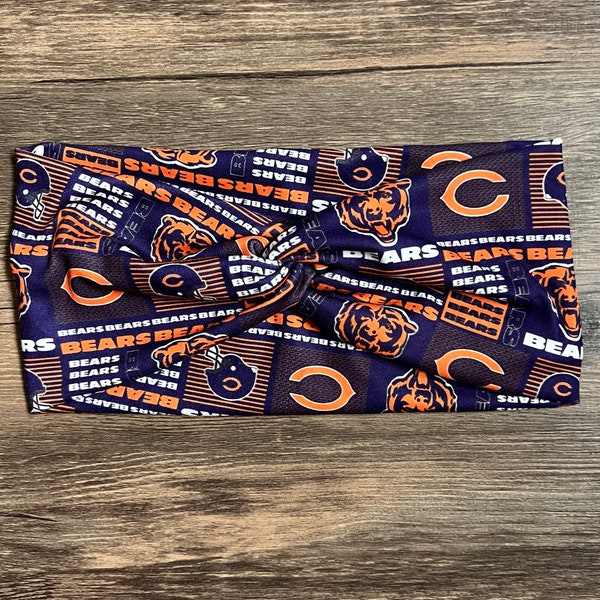 Chicago Bears turban headband; football turban; knotted NFL headband; Chicago hair accessory; Birthday gift for woman; Gift for football fan