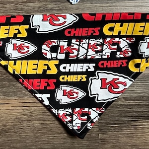 Reversible Chiefs dog bandanna, Kansas City  dog bandana, NFL dog accessory, sport dog gift, NFL dog bandanna