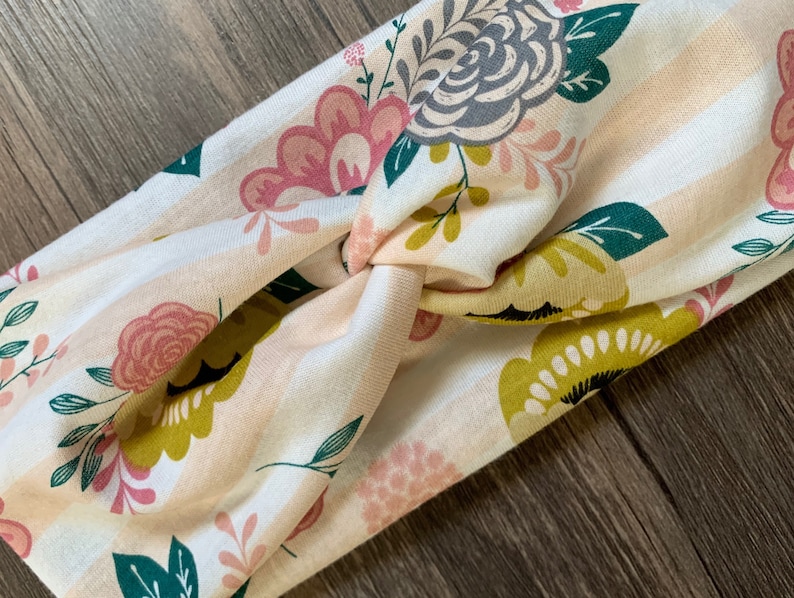 headband Pink floral turban headband teacher gift woman gift baby headband nurse headband exercise headband Mommy and me set