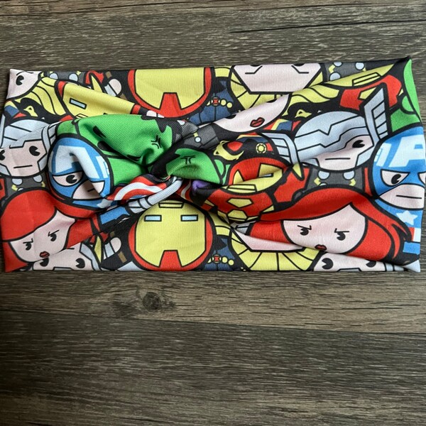 Marvel turban headbands, Avengers headband, knotted superhero headband, knotted headband, twist headband