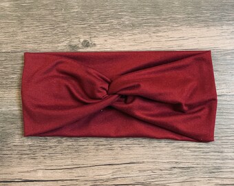 Maroon turban headband, solid knotted headband, baby turban headband,  wide headband, solid yoga headband, Teacher Gift