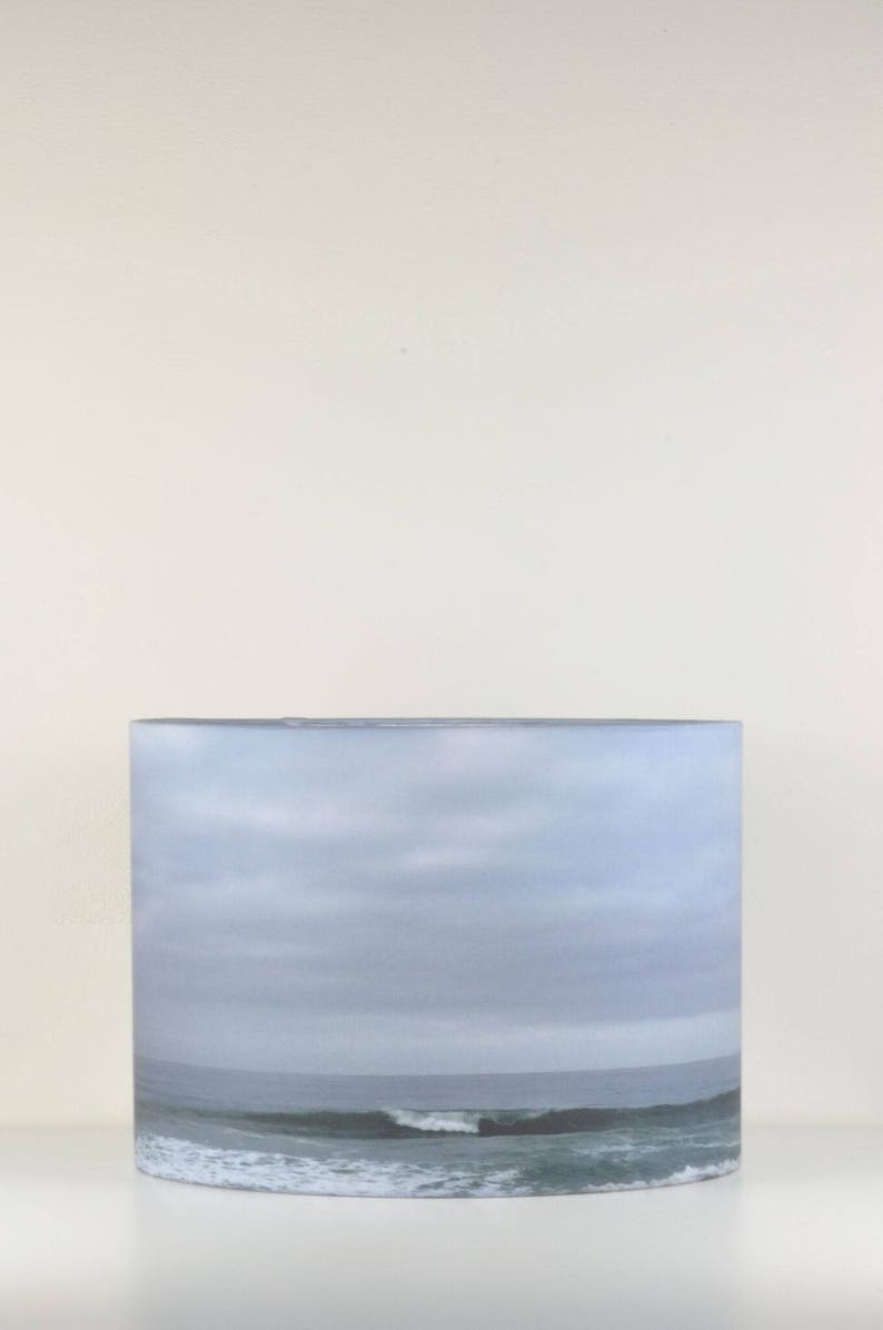 Pacific Ocean Lamp Shade Drum Lampshade With Fine Art Photo Wave Photograph California Coastal Decor Blue White Print Beach House