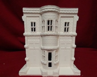 Ready to paint or hand painted ceramic bisque Fire Station / village piece
