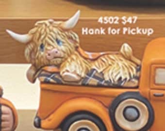 Onbeschilderd, klaar om te beschilderen keramisch biscuit of handbeschilderd Hank-inzetstuk voor pick-up truck - vrachtwagen apart verkrijgbaar