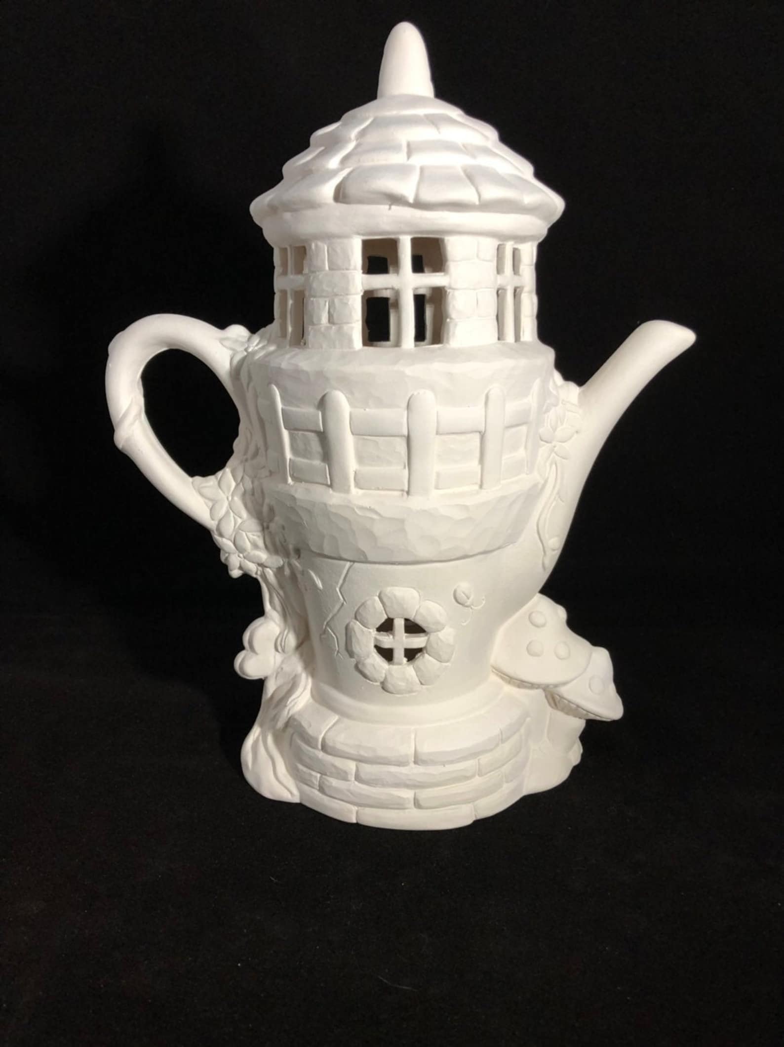 Ready to Paint Ceramic Bisque Teapot Fairy Cottage Etsy