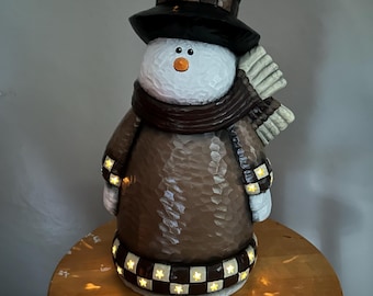 Boneco de neve em cerâmica sem pintura, pronto para pintar