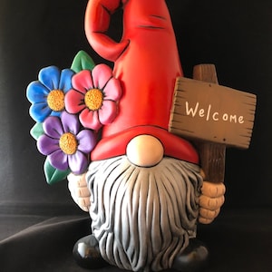 Ready to Paint or Painted Ceramic Bisque Large Gnome