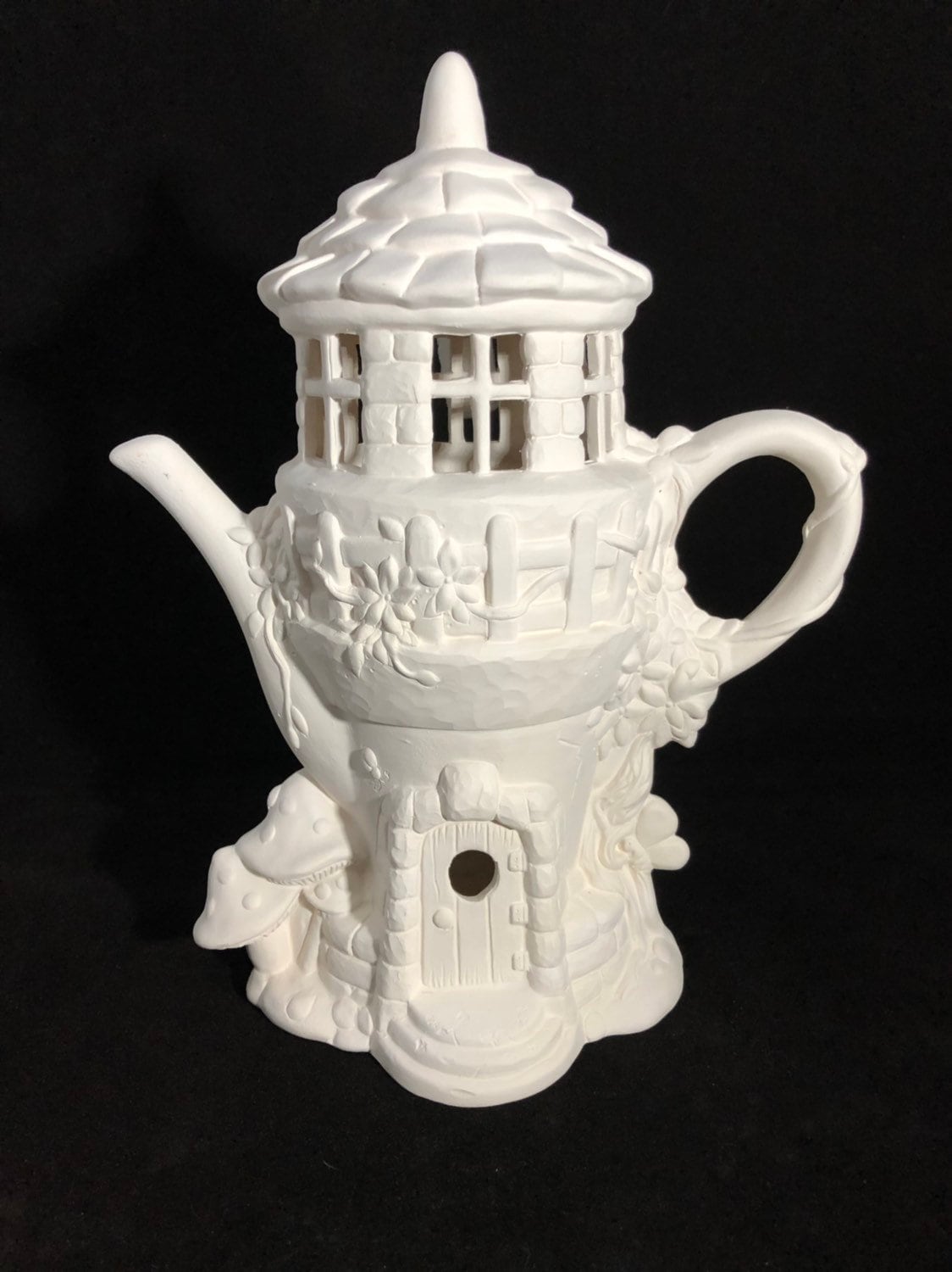 Ready to Paint Ceramic Bisque Teapot Fairy Cottage Etsy