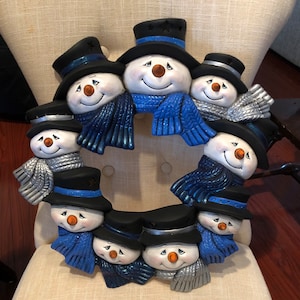 Unpainted Ready to paint ceramic bisque Jack the Snowman Wreath