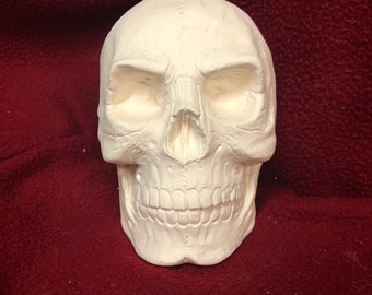 Calavera de bizcocho de cerámica sin pintar, lista para pintar
