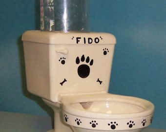 Ready to paint or Painted Ceramic Bisque Dog/Cat watering toilet bowl
