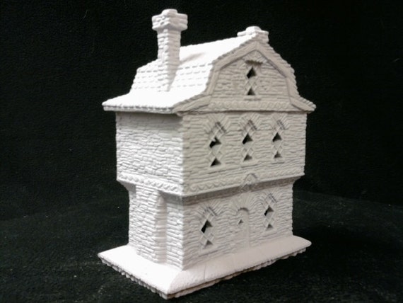 Maison De Village En Céramique Biscuit Prête à Peindre - Thème Brasserie - Fait Main Aux USA