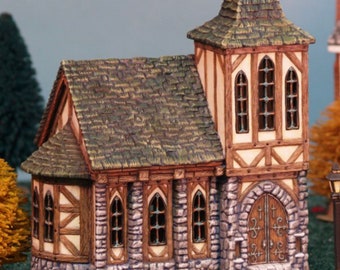 Pieza de capilla/iglesia de cerámica lista para pintar o pintada a mano.