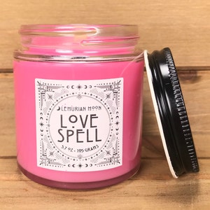 Scented Wood Wick Candle, Love Spell Candle, Pink Soy Spell Candle, Geranium Myrrh, Incense, Witchy, Spells, Rituals image 5