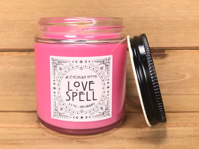 Scented Wood Wick Candle, Love Spell Candle, Pink Soy Spell Candle, Geranium Myrrh, Incense, Witchy, Spells, Rituals image 5