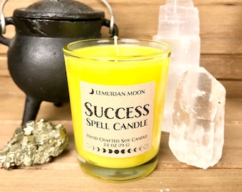 Success Spell Candle, Scented, Yellow Spell Candle, Votive Soy Candle, Witchcraft Supplies, Ritual Candle