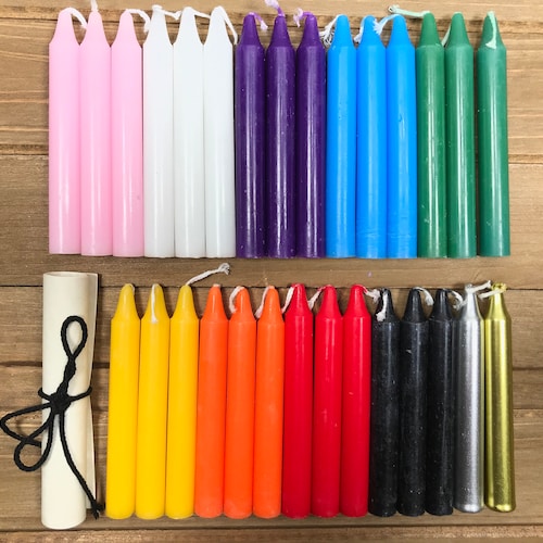 29 Ritual Candles Set, Charm Chime 4" Candles, Spells, Wicca, Wiccan, Altar, Candle Magic, Candle Magick, Big Spell Candle Set, 11 Colors
