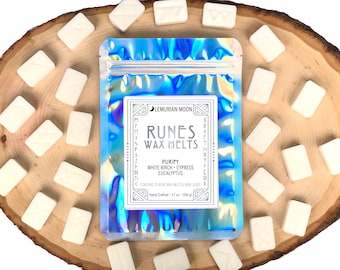 Bétula Branca, Cipreste, Runas de Derretimento de Cera de Eucalipto - Purificar, 25 Runas com Guia, Cera de Bruxa Derretida, Wicca, Místico, Runas de Oráculo