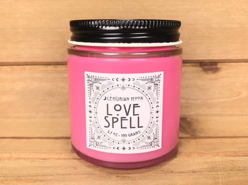 Scented Wood Wick Candle, Love Spell Candle, Pink Soy Spell Candle, Geranium Myrrh, Incense, Witchy, Spells, Rituals image 6