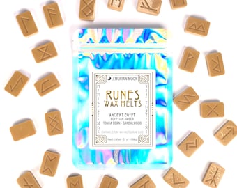 Runas derretidas de cera de âmbar e sândalo, Fava Tonka - Egito Antigo, 25 Runas com Guia, Cera de Bruxa Derretida, Wicca, Mística, Runas Oráculo