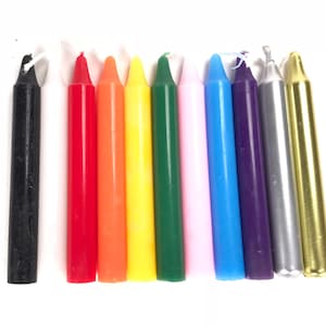 Mini Ritual 11 Spell Candles Set, Charm Chime 4&quot; Candles, Spells, Wicca, Wiccan, Altar, Candle Magic, Candle Magick, Black White Gold Silver