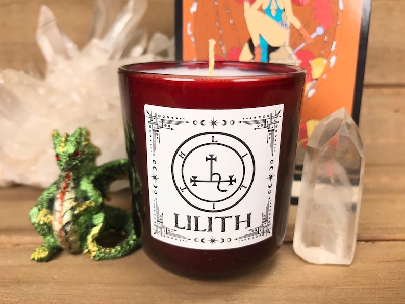 Scented Candle, Lilith, Plum, Dark Rose, Peppercorn & Vanilla, Witchy, Spells, Meditation, Rituals, Deep Red Jar, Large Votive image 3