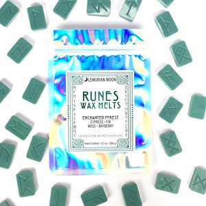 Zypresse, Tanne, Bayberry Wax Melt Runen - Zauberwald, 25 Runen mit Guide, Witch Wax Melts, Wicca, Mystical, Orakel Runen