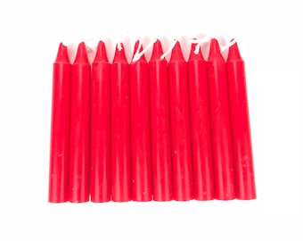 Mini Velas Rituales Rojas, Timbre de Encanto Velas 4", Hechizos, Wicca, Wiccan, Altar, Vela Mágica, Vela Mágica, Chakra Raíz