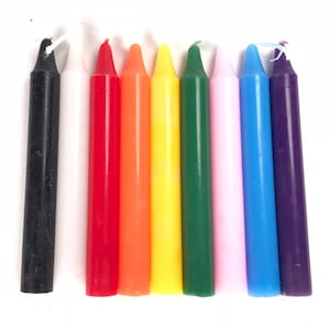 Mini Ritual 9 Candle Set, Charm Chime 4&quot; Candles, Spells, Wicca, Wiccan, Altar, Candle Magic, Candle Magick, Black White Red Purple Blue