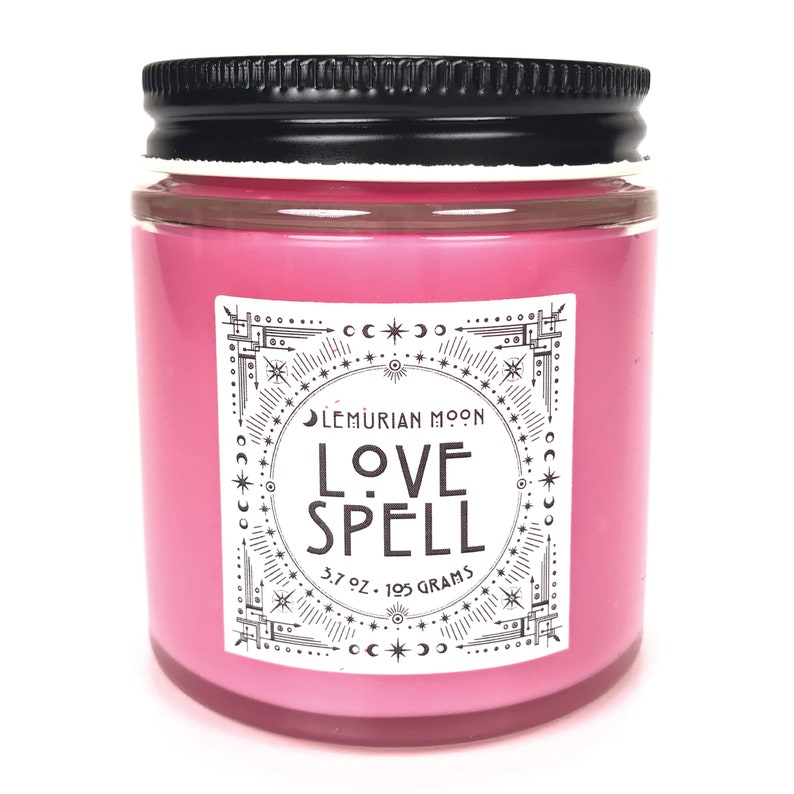 Scented Wood Wick Candle, Love Spell Candle, Pink Soy Spell Candle, Geranium Myrrh, Incense, Witchy, Spells, Rituals image 3