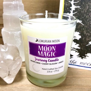 Moon Magic Candle, Soy Candle, White Soy Spell Candle, Scented Meditation Candle, Votive, White Scented Candle, Vegan Handmade Candle