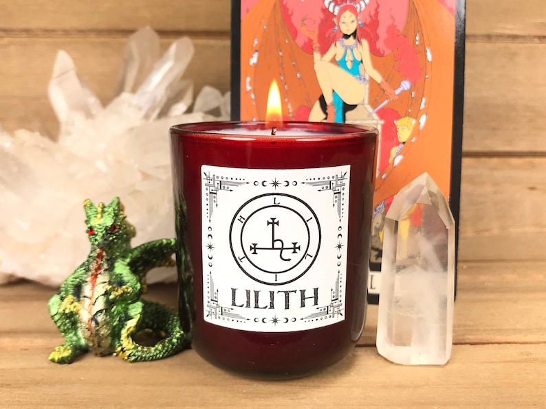 Scented Candle, Lilith, Plum, Dark Rose, Peppercorn & Vanilla, Witchy, Spells, Meditation, Rituals, Deep Red Jar, Large Votive image 2