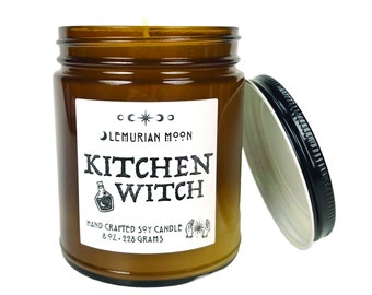 Lemon Scented Soy Candle, Kitchen Witch, Fresh Lemon, Green Leaves, Kalamansi Lime, Witchy, Rituals, Fresh Citrus Kitchen Candle, 8 oz