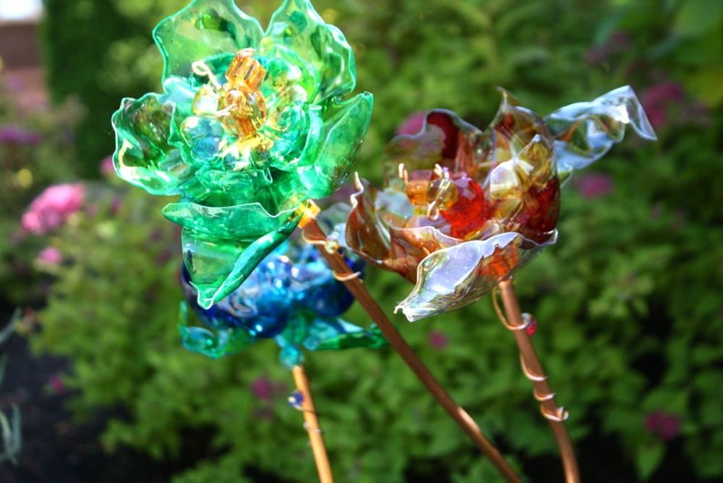 Recycled Plastic Bottle Flowers Recycled Art Plastique | Etsy