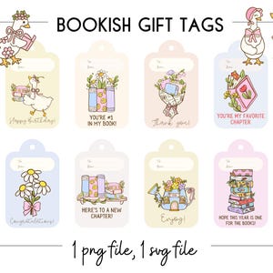 Bokinspirerade presentetiketter - Bokinspirerade accessoarer för presenter - Reader Friends, Goose and Books