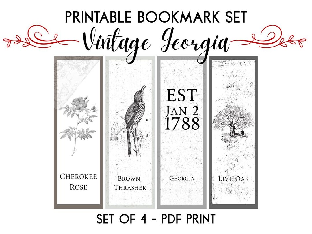 Georgia Bookmarks Set of 4 - Home State Bookmarks - Printable History ...