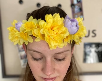 Yellow and Lavender Flower Crown