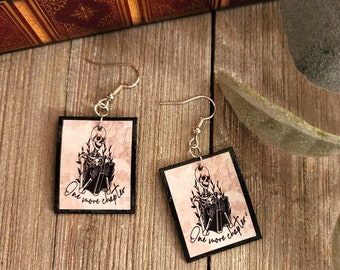 One More Chapter Book Earrings | Skeleton Reader, Spooky Book, Gothic, Book Lover, Bookworm, Reader, Reading, Teacher Gift